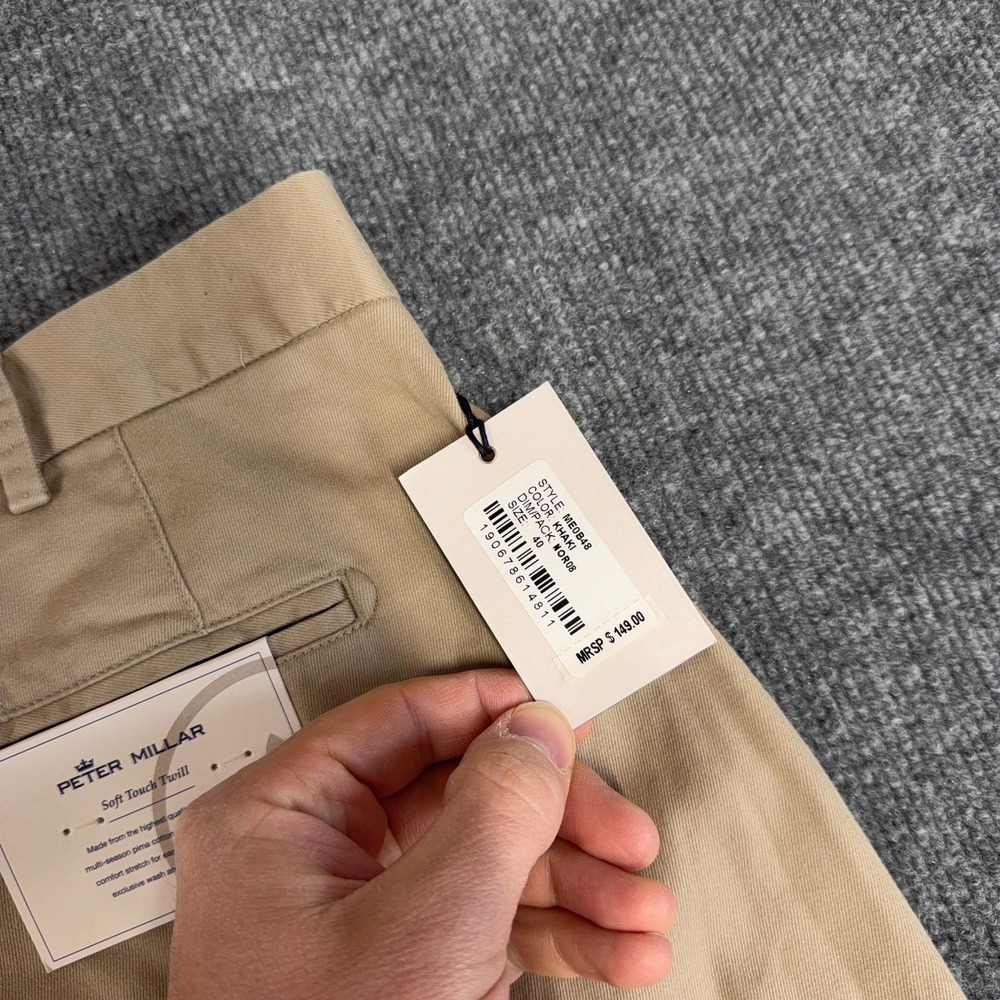 Peter Millar Pants Men 40x36 Khaki Tan Soft Touch Twill Chino Pima Cotton NEW - Picture 2 of 12